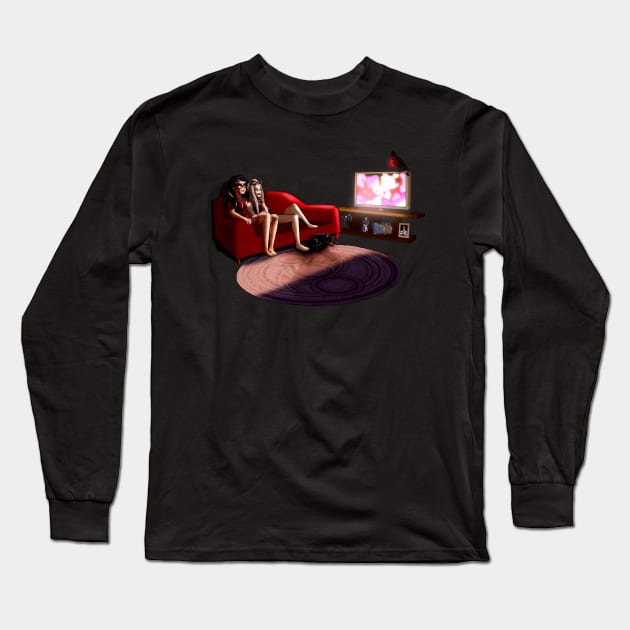 Witches Movie Night Long Sleeve T-Shirt by Creative Wiz